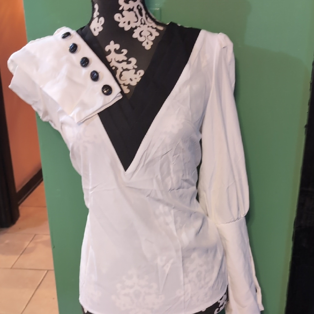 Elegant White and Black Women's Top